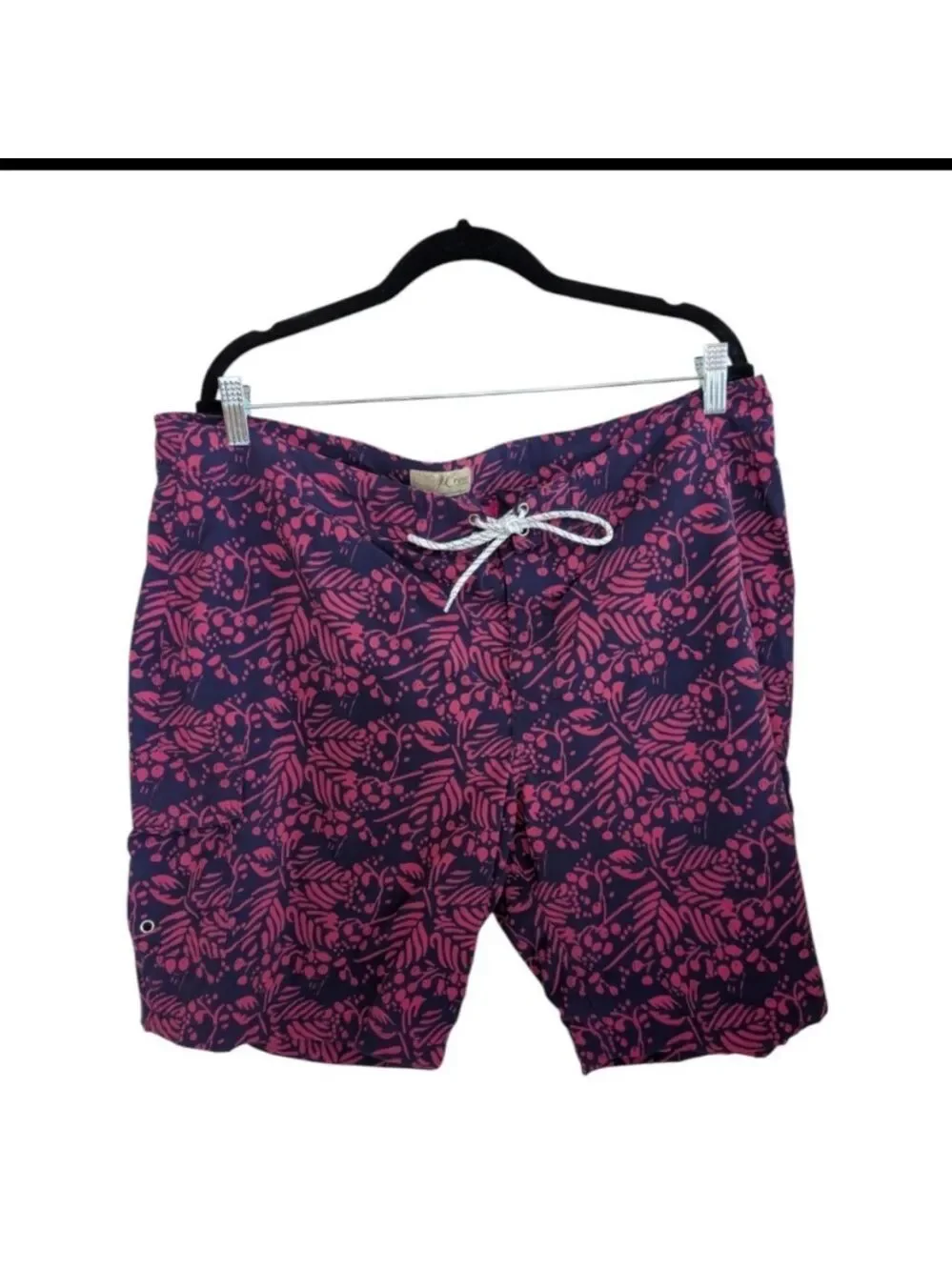 J. Crew 9 Inch Stretch Eco Board Short in Vines Print Purple Pink Palm Leaf 38